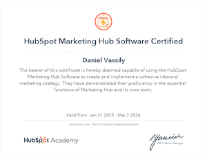 HubSpot Marketing Hub Certificate